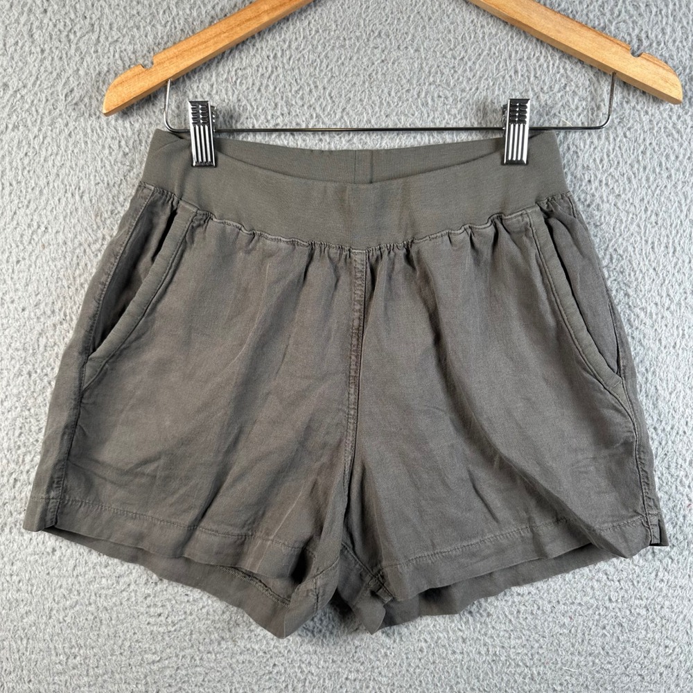 Faherty Brand Women Gray Linen Tencel Blend Elastic Waist Shorts Coastal Beach S